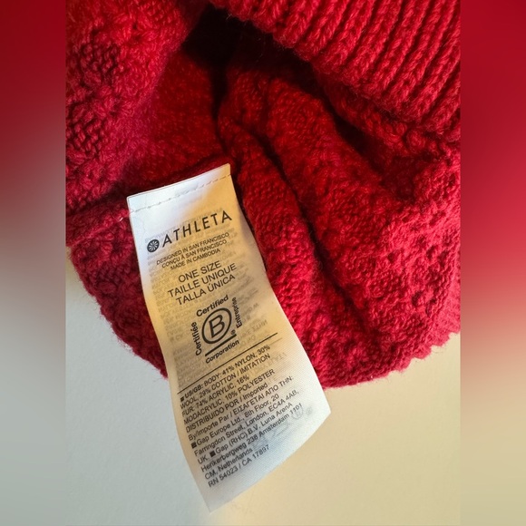 Athleta Vibrant Red Beanie with Pom - Picture 3 of 7